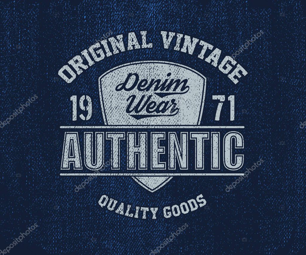 Original vintage Denim print for t-shirt. vector illustration