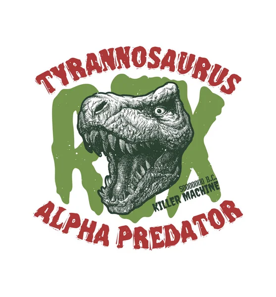Dinosaur head logo, emblem. Trex monster. — Stock Vector