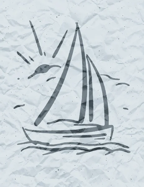 手の描かれたボート ベクトル図 — ストックベクタ