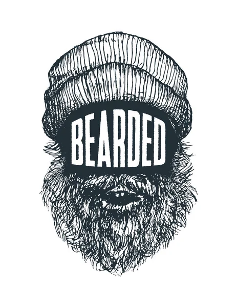 Bearded - Kutipan Hipster dan tampilan wajah - Stok Vektor