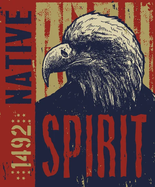 Native American αφίσα, αετός — Διανυσματικό Αρχείο