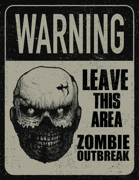 Poster zombie focolaio cartello — Vettoriale Stock