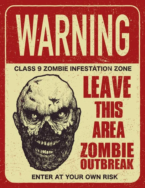 Cartel zombi brote letrero — Vector de stock