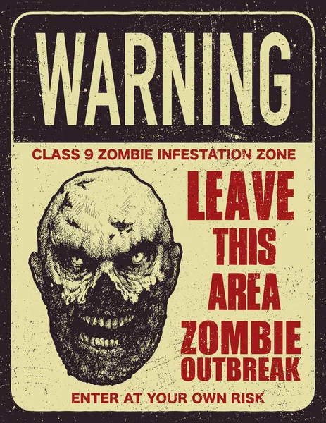 Poster zombie focolaio cartello — Vettoriale Stock