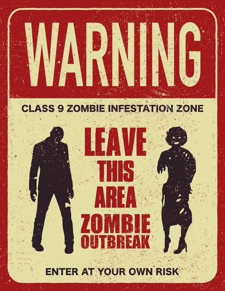 Poster zombie uitbraak teken boord — Stockvector