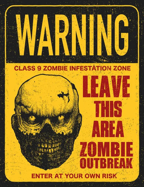 Poster zombie outbreak sign board — Stock Vector