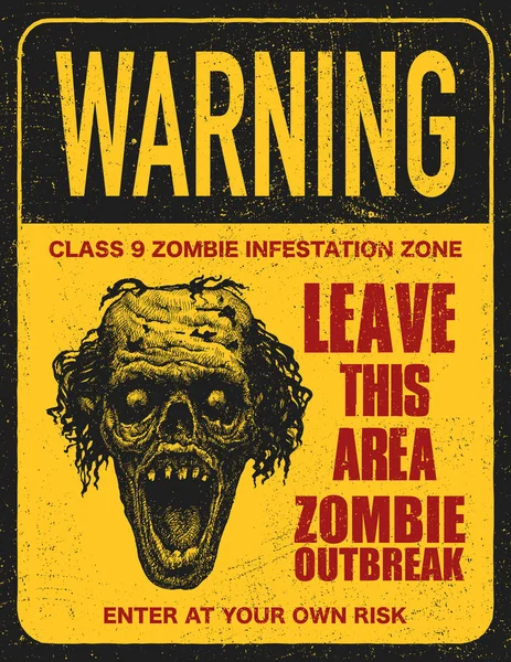 Poster zombie outbreak sign board — Stock Vector