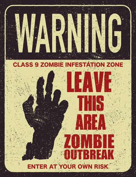 Señal de advertencia de Halloween zona de zombies peligro — Archivo Imágenes Vectoriales