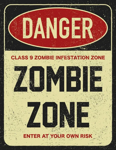 Halloween signe d'avertissement danger zone zombie — Image vectorielle