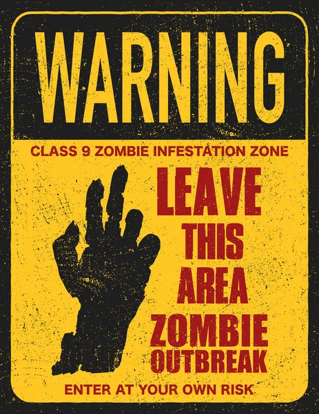 Señal de advertencia de Halloween zona de zombies peligro — Vector de stock