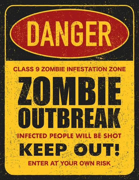 Halloween signe d'avertissement danger zone zombie — Image vectorielle