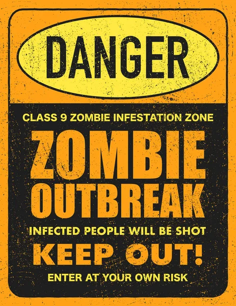 Halloween segnale di pericolo zona zombie — Vettoriale Stock
