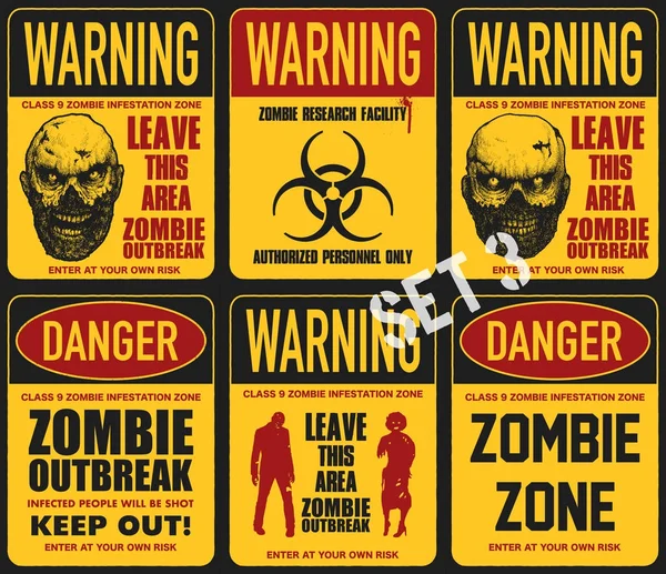 Poster zombie outbreak sign board — Stock Vector