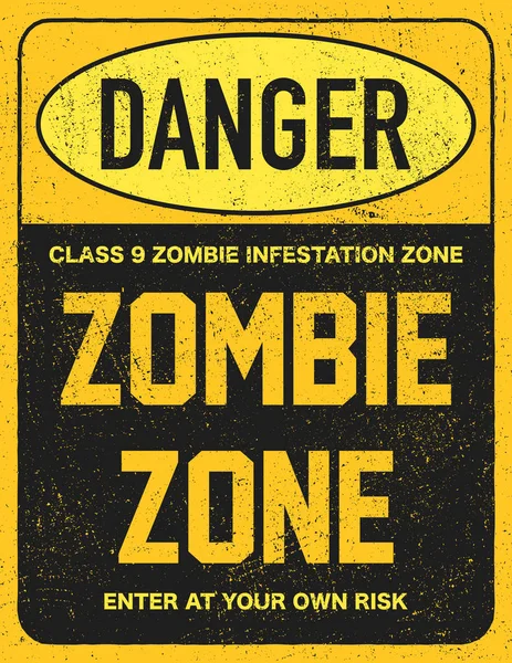 Señal de advertencia de Halloween zona de zombies peligro . — Vector de stock