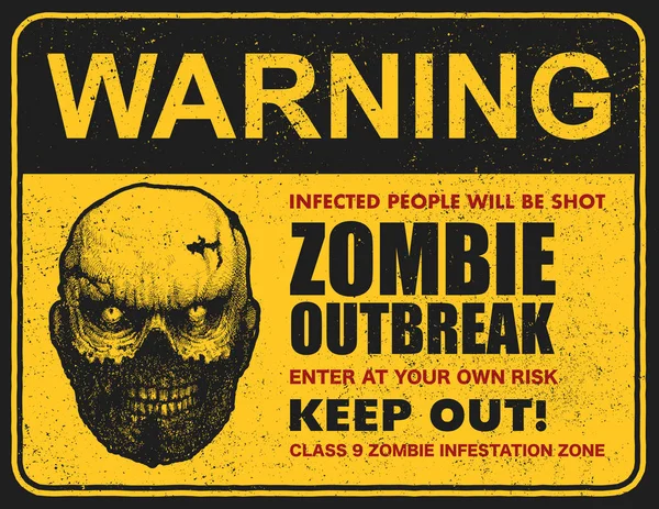 Poster zombie outbreak sign board — Stock Vector