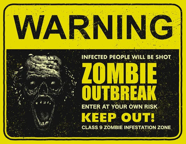 Poster zombie uitbraak teken boord — Stockvector