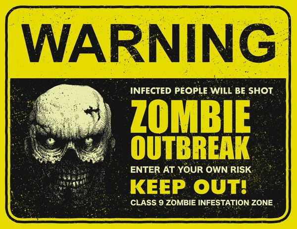 Poster zombi salgını tabela — Stok Vektör