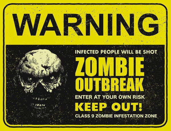 Affiche Panneau de signe zombie épidémie — Image vectorielle