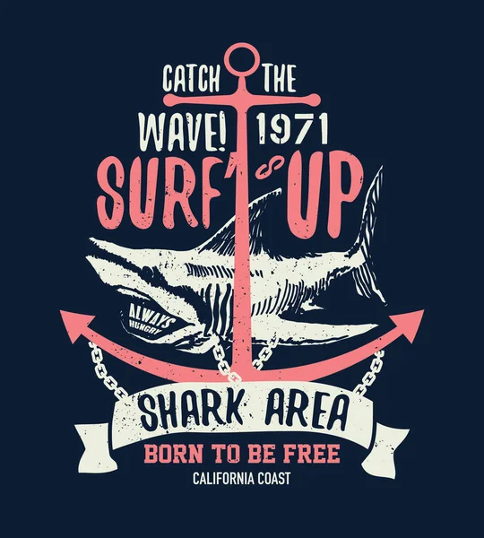 Gefährliche Hai-Illustration mit Tippfehler — Stockvektor