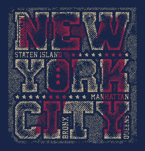 Nueva York tee print con calles de la ciudad — Archivo Imágenes Vectoriales