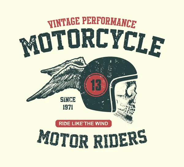 Motor skalle. Vintage design biker. — Stock vektor