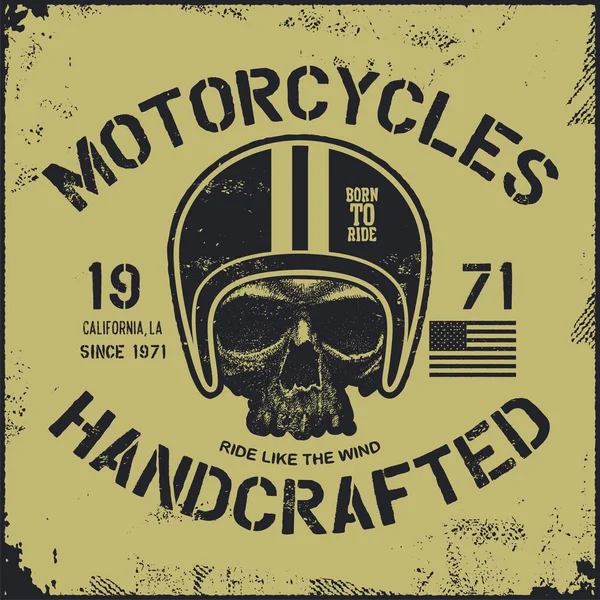 Crâne moteur. Vintage motard design . — Image vectorielle