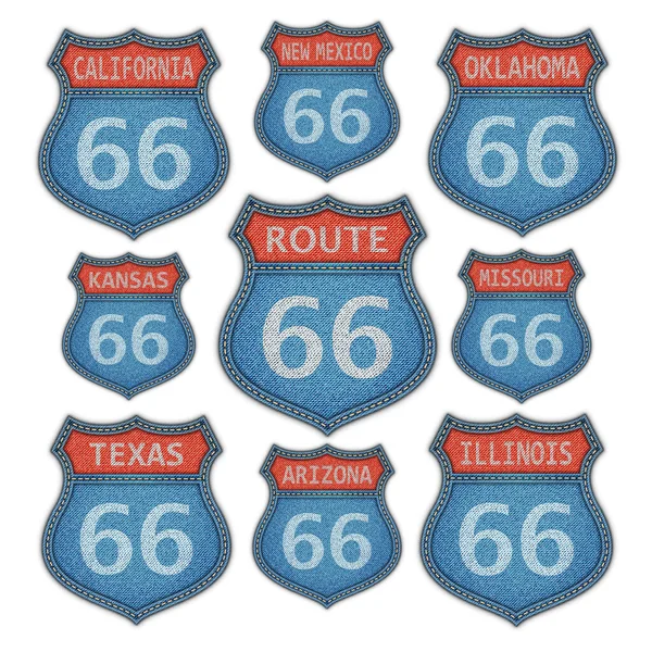 Vector Historic Route 66 Stickers — Stock Vector