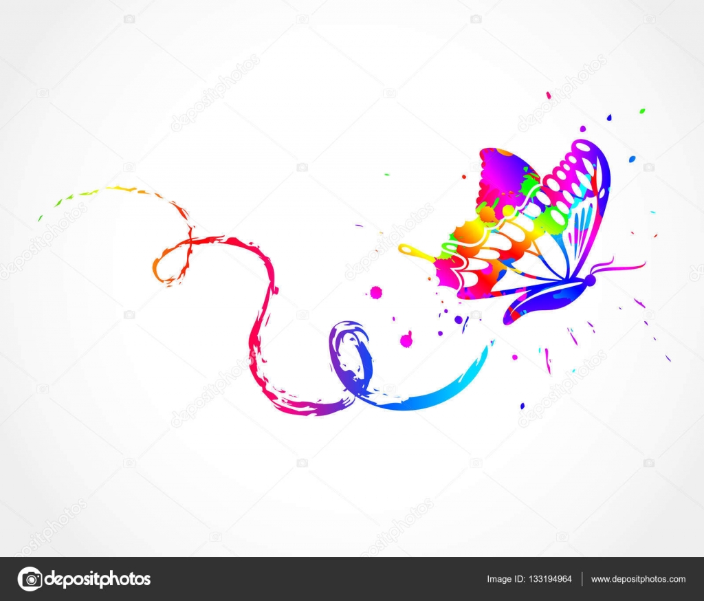 Download Rainbow with ink butterfly. Vector — Stock Vector © emaria ...