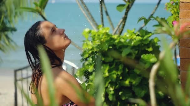 Beautiful Young Woman In Outdoor Shower Sensual And Seductive Has A Washing In Slow Motion On Summer Holidays 1920x1080 Hd Stock Footage Beautiful Young Woman In Outdoor Shower Sensual And Seductive Has A Washing In Slow Motion On Summer Holidays 1920x1080 Hd Stock Footage