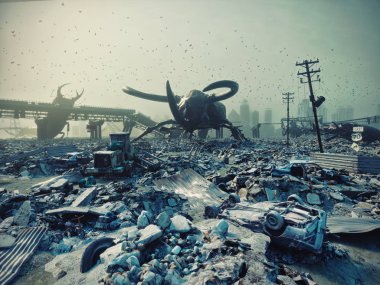 Dev böcekler tarafından harap şehir