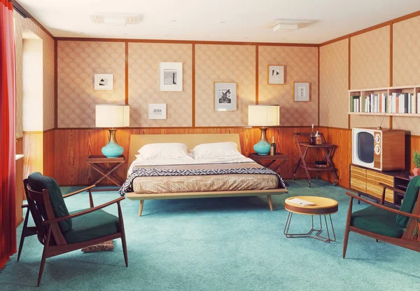 Όμορφη υπνοδωμάτιο vintage — Φωτογραφία Αρχείου