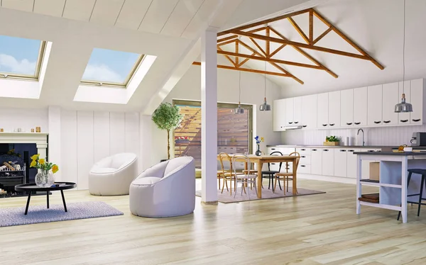 Attic floor design — Stock Photo, Image