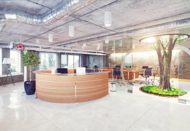 Modern loft ofis Resepsiyon.