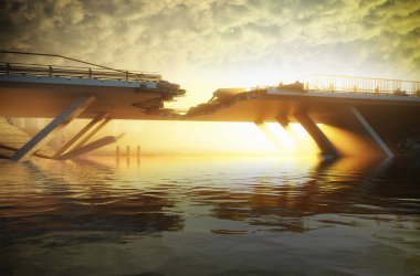 Sel şehir kalıntıları.