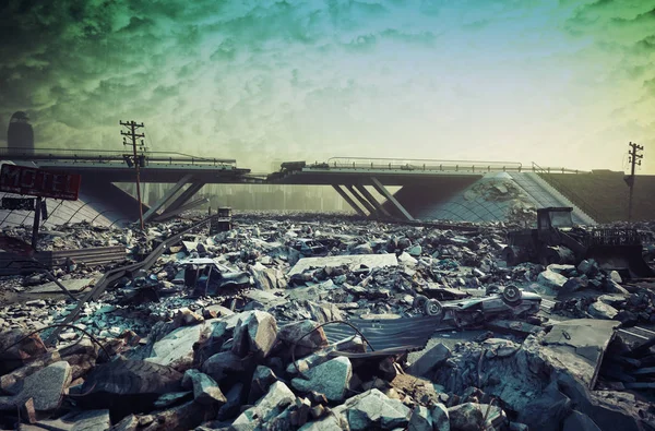 Bir şehir otoyol kalıntıları.