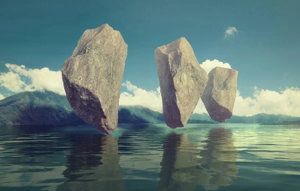 Rocas flotantes sobre el lago — Foto de Stock