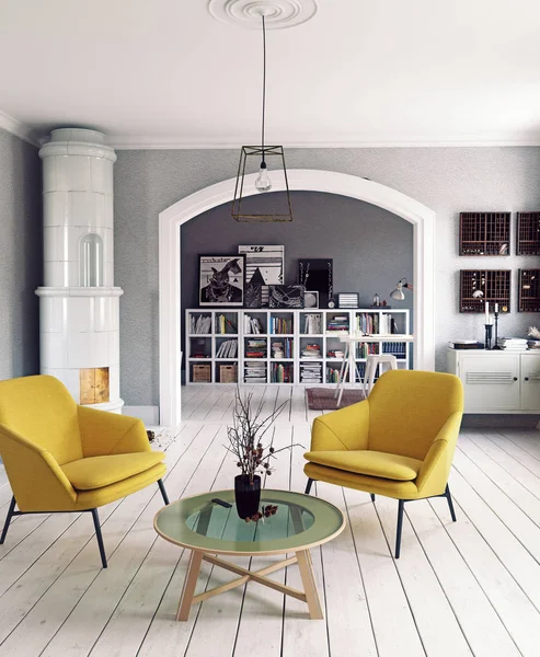 Skandinávský design styl interiéru — Stock fotografie