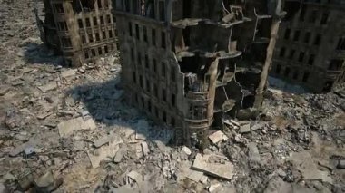 Eski bir şehrin kalıntıları. Kıyamet manzara. 3D çizim 