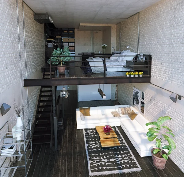 Moderne Loft Interieur Hedendaagse Stijl Rendering Concept — Stockfoto
