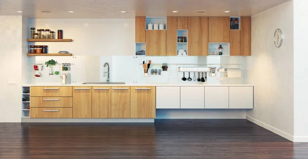 Moderne Keuken Interieur Concept Lichte Kleuren — Stockfoto