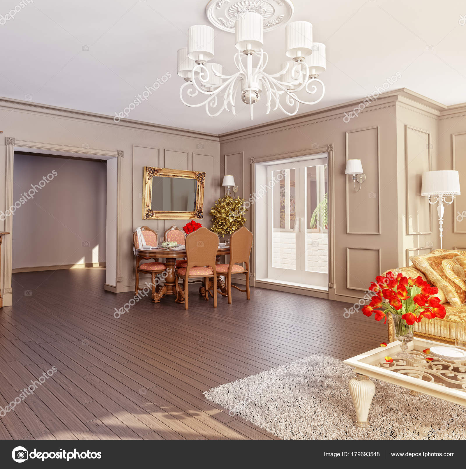 Modern Klassiek Interieur Rendering Lichte Kleuren — Stockfoto ... Modern Klassiek Interieur Rendering Lichte Kleuren — Stockfoto ...