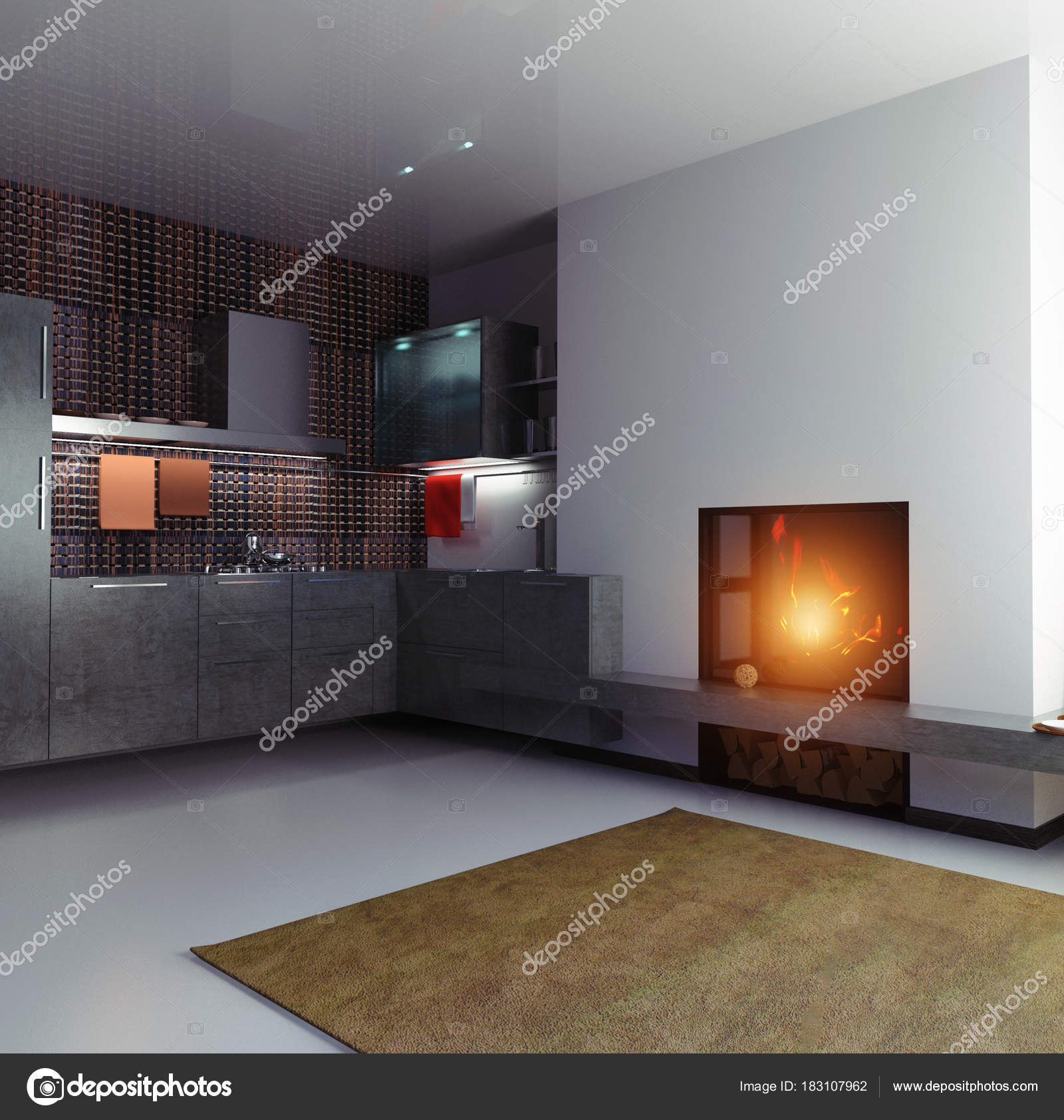Interior Cozinha Moderna Cores Escuras Stock Photo Vicnt2815 Interior Cozinha Moderna Cores Escuras Stock Photo Vicnt2815
