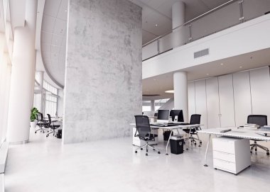 modern office building interior in 3D clipart