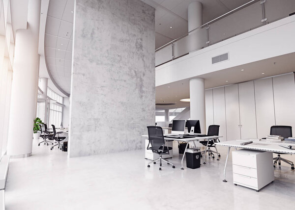 modern office building interior in 3D