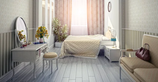 Modern lyxigt sovrum interiör — Stockfoto
