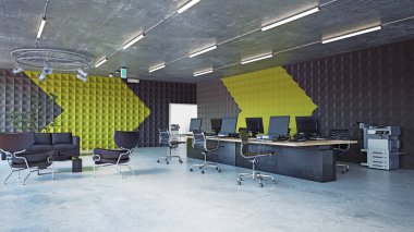 modern ofis iç, 3d render konsept tasarımı