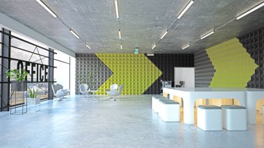 Modern ofis iç mimarisi, 3D iş konsepti tasarımı