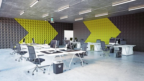 Nowoczesne Wnętrze Biurowe Projektowanie Koncepcji Renderowania — Zdjęcie stockowe