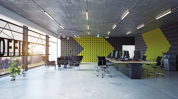 Modern Kantoor Interieur Rendering Concept Ontwerp — Stockfoto