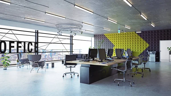 Interior Oficina Moderna Diseño Concepto Renderizado —  Fotos de Stock